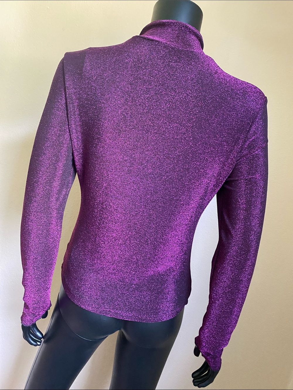 SHEIN Shimmery Plum Mock Neck Long Sleeve Top - Picture 10 of 10